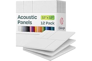 Ekkogo Acoustic Panels 12-Pack Soundproof Wall Panels 12"x12"x0.4" Decorative Sound Dampening for Your Home, Office, Studio, Bedroom & More with Unique GridFrame Carving [White]