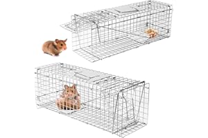 ATUTONUS Animal Trap Cage, 24 Inch Live Traps for Raccoons Heavy Duty, Cat Trap for Stray Cats, Squirrels, Raccoon, Rabbits, Possum, Skunk, Outdoor Small Animal Trap, Humane Catch & Release, Foldable