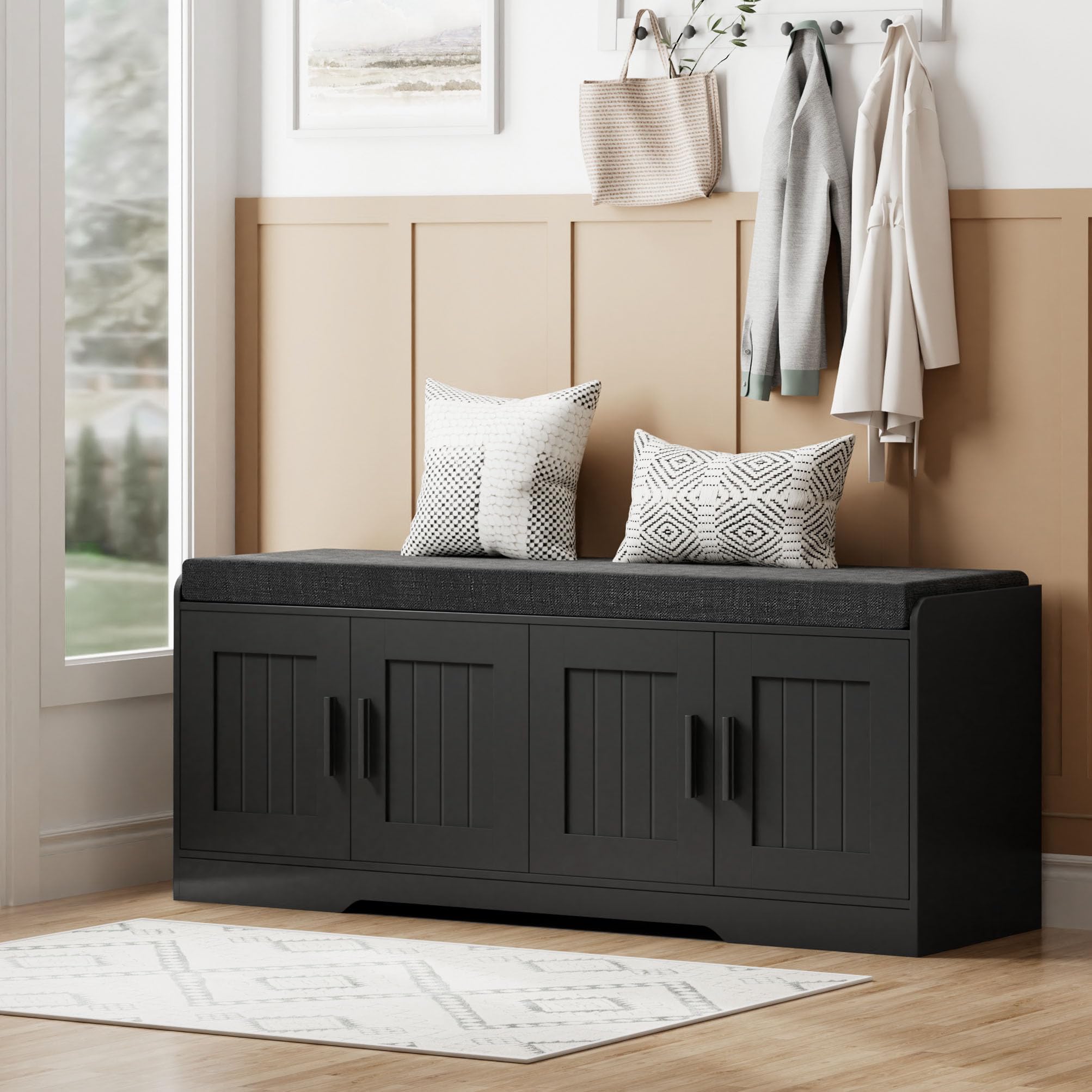Homleke 2-Tier Storage Bench, Shoe Bench with