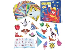 NISCHA Origami Kit for Kids Ages 5-16, 108 Sheets with 54 Patterns & Instruction Book | Origami Paper Kit for Beginners & Advanced | Arts & Crafts Toys for Girls & Boys Ages 8-12 | Birthday & Christmas Gifts