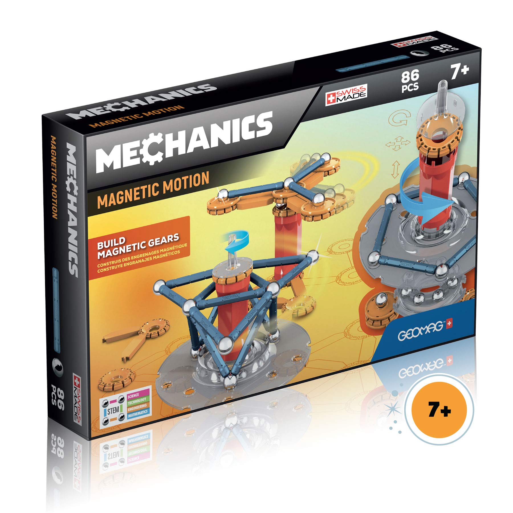 Geomag Mechanics 761 - Magnetic Motion 86 Pieces - Magnetic Building Game,