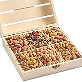 NUT CRAVINGS - Purim Mishloach Manot Mixed Nuts Gift Basket in Reusable Wooden Crate (12 Assortments) Ramadan Gifts Treats for Adults, Food Arrangement, Healthy Snack Care Package, Kosher