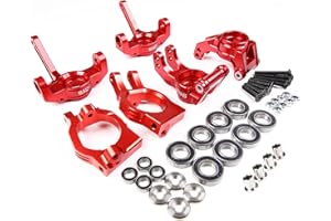 GTBracing CNC Aluminum Front Spindle Knuckle + Rear Wheel Hub Carrier + C Hub Set for LOSI DBXL, DBXL-E/2.0,MTXL RC Car 1/5 Upgrade Parts (Red)
