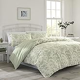 Laura Ashley Home - Twin Duvet Cover Set, Reversible Cotton Bedding with Matching Sham, Lightweight Home Decor for All Seasons (Natalie Sage, Twin)