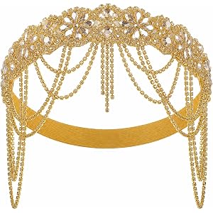 Zinniday 1920s Flapper Headpiece for Women, Vintage Roaring 20s Headband Retro Flower Hair Accessories for Cosplay Cocktail