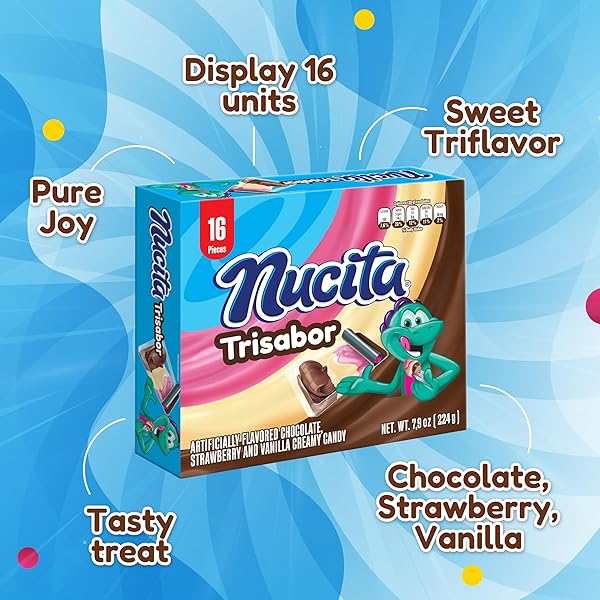 NUCITA TRISABOR, CREAMY CHOCOLATE, VANILLA & STRAWBERRY CANDY, 7.9 OZ (PACK OF 1)