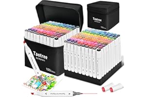 Taotree Alcohol Markers 100 Colors with Case & Holders, Dual Tips Art Coloring Markers Pens, Chisel & Fine Art Supplies Sketch Pens for Artist Kids Adult Coloring Books Drawing, Painting, Sketching