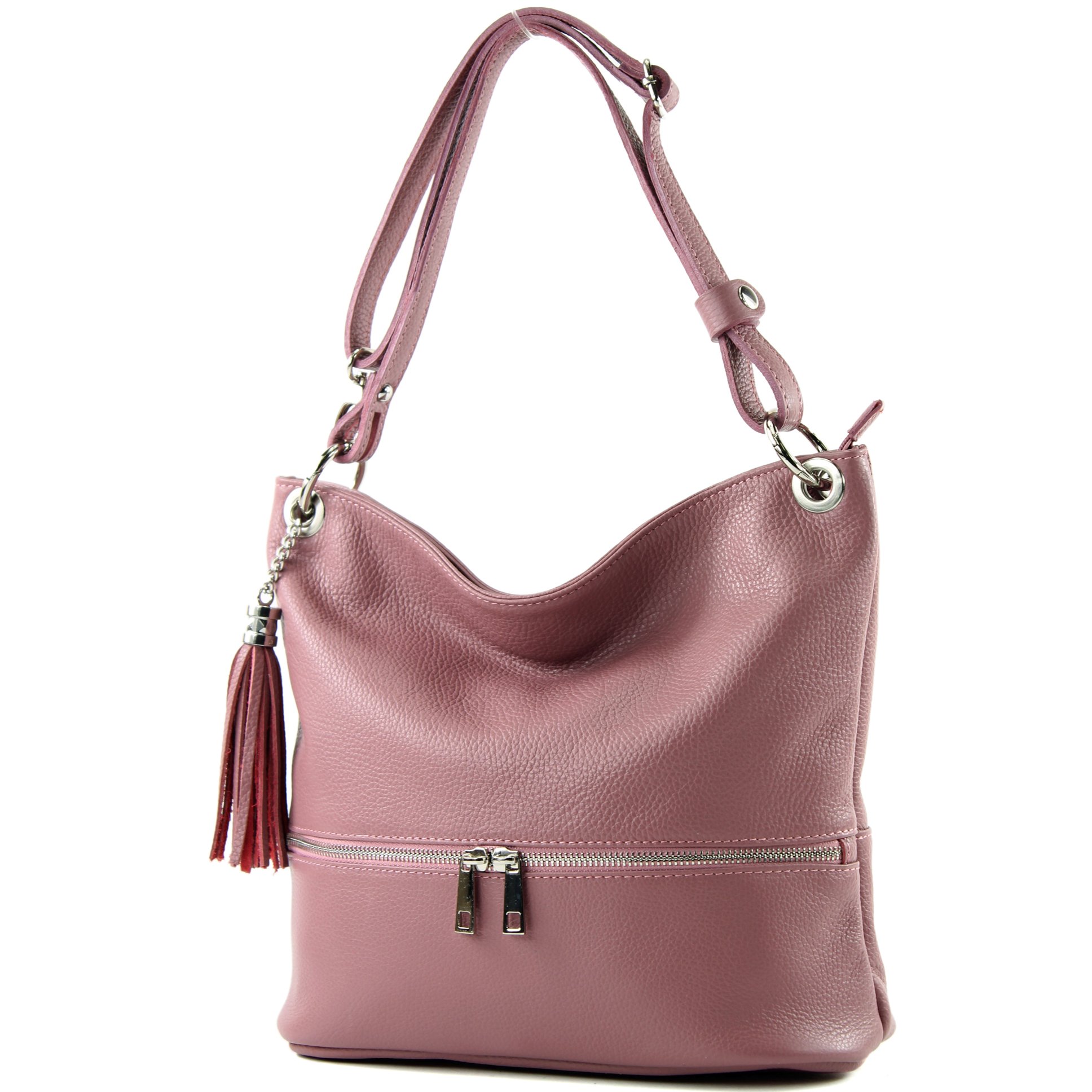 Modamoda de - ital. Leather bag Shoulder bag Shoulder bag Leather bag T143, Colour:Dusty Pink