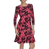 Tommy Hilfiger Womens 3/4 Sleeve Autumn Blossom Printed Shift Dress