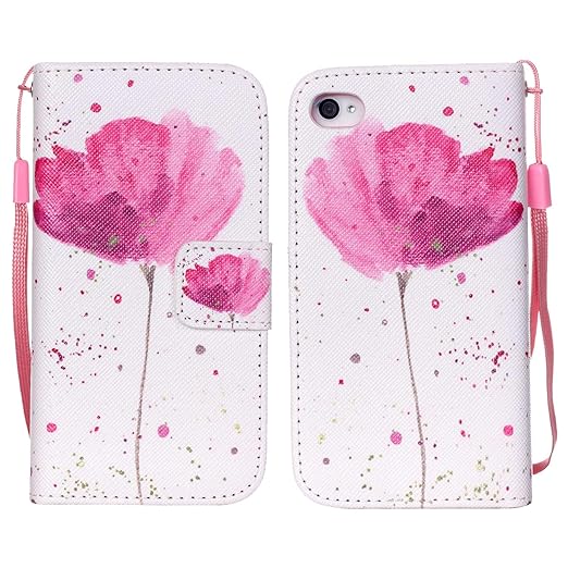 ZXK CO iPhone 4S Hülle Leder, PU Lederhülle Flip Hülle im Bookstyle Schutzhülle für Apple iPhone 4S Wallet Case Brieftasche m