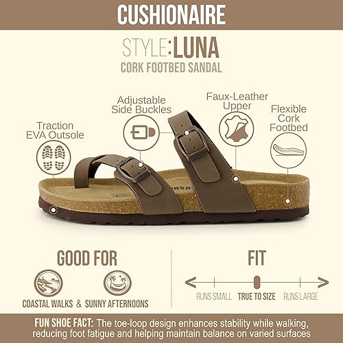 CUSHIONAIRE Sandalo Con Plantare In Sughero Lane Da Donna Con