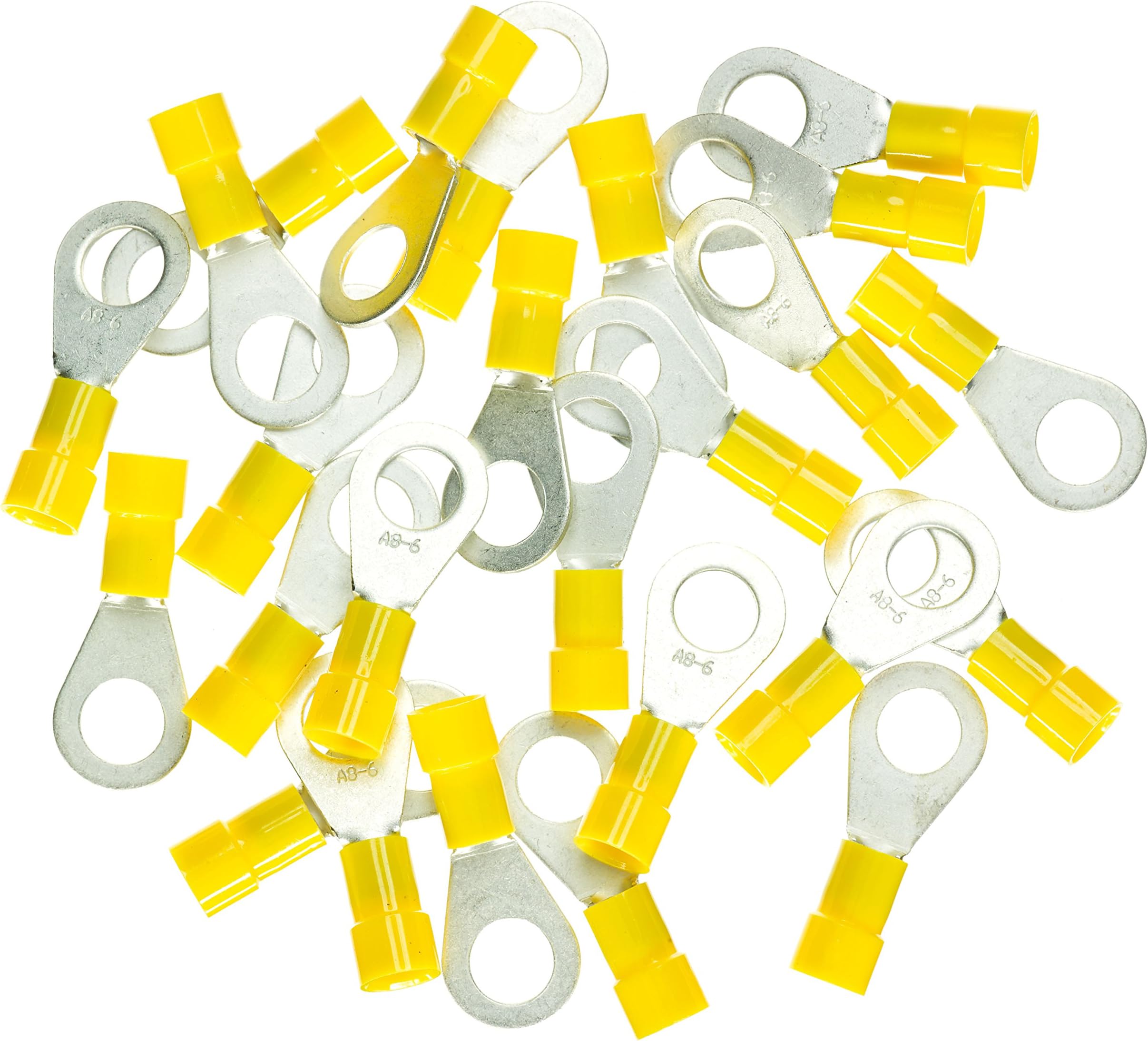 Haupa ring terminal lug, insulated 2.5-6 mm² M8, 25 pieces, yellow, BLV260290