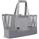OnWander 50L Beach Tote Bag with Waterproof Bottom and Coated Mesh for Beach Boat Pool Sports