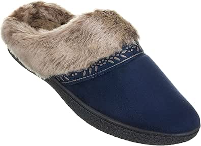 Amazon.com | ISOTONER Women's Memory Foam Basil Slipper Faux Fur House Shoe with Indoor Outdoor 