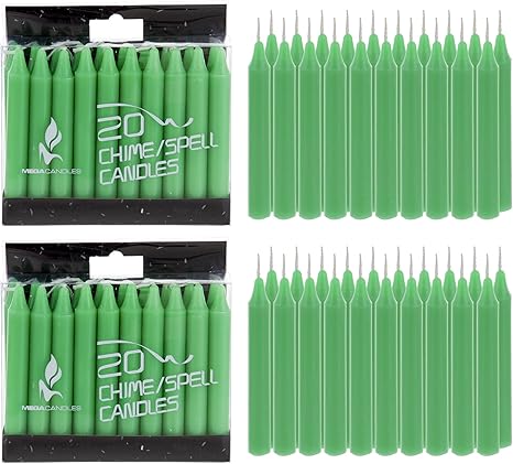 Amazon Co Jp Megaキャンドル 無香4 Mini Chime Ritualスペルテーパキャンドル ライトグリーン 40のセット ホーム キッチン