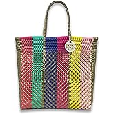 MARIA VICTORIA Large Mexican Woven Tote - Waterproof Multi-Color Beach & Shopping Bag