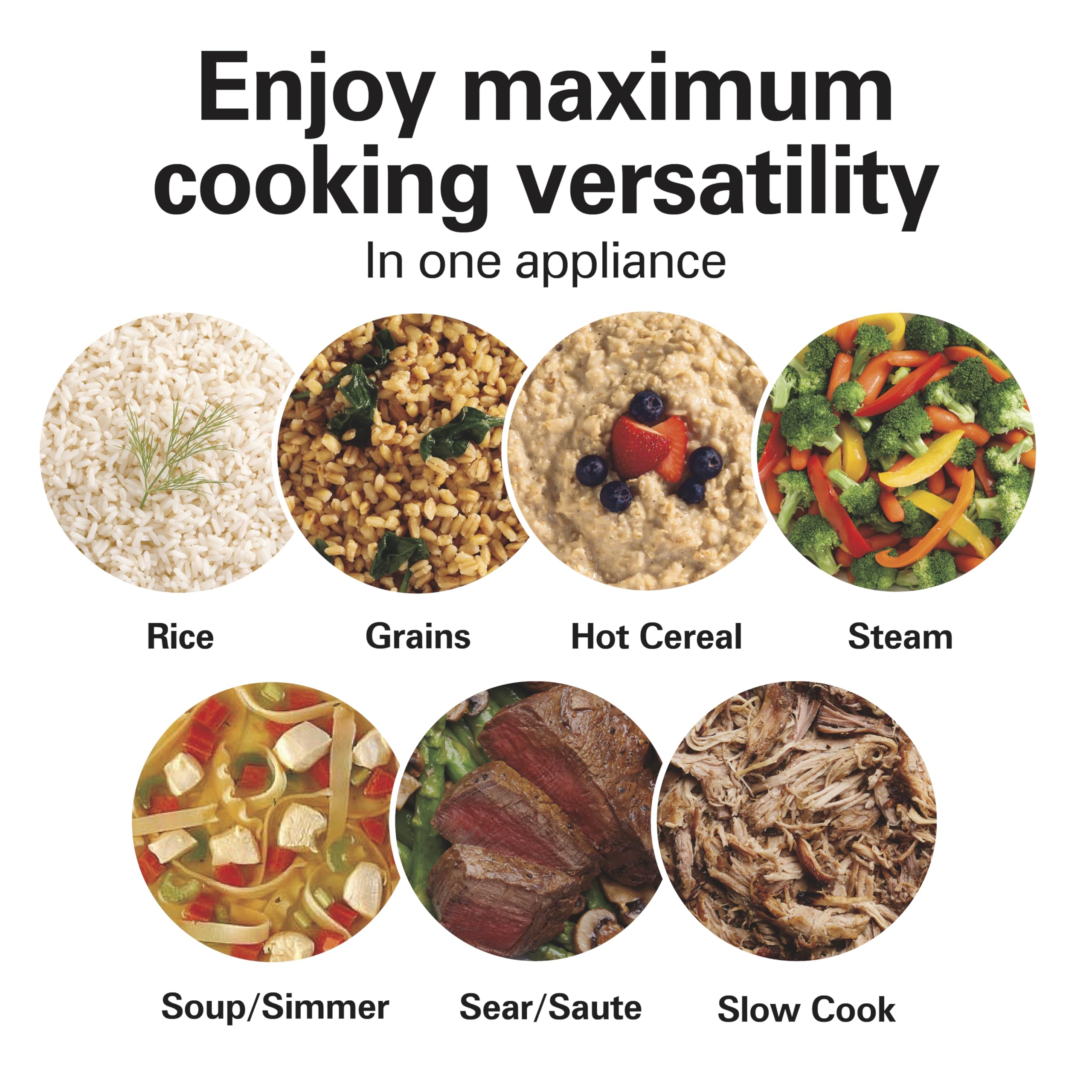 Hamilton Beach Digital Programmable Rice and Slow Cooker & Food Steamer, 20 Cups Cooked (10 Cups Uncooked), 14 Pre-Programmed Settings for Sear Sauté, Hot Cereal, Soup, Nonstick Pot, Stainless Steel (37571MN)