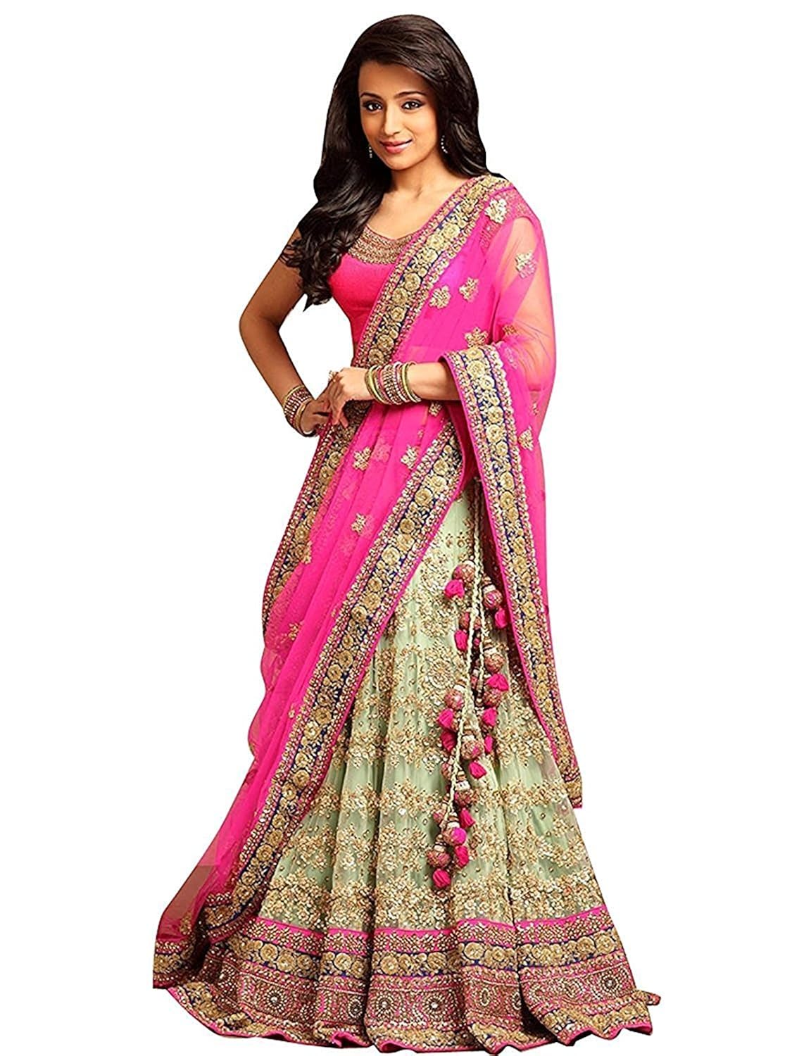 vaansi creation women's net lehenga choli (pink_free size)