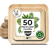 Koala love Palm Leaf Plate Bamboo Paper Plates Disposable 10 Inch & 7 Inch Bulk Party Pack Eco Compostable Biodegradable Wooden Plate Best Alternative To Plastic Paper Plates (50 pc)