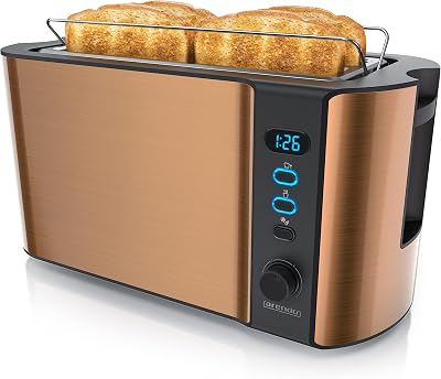arendo Frukost 4-Slice Long Slot Toaster 1500 W with Warming Rack
