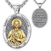 LOOVE 925 Sterling Silver St Michael/St Christopher/Virgin Mary Necklace Patron Saint Amulet Medal Jewelry for Men Women