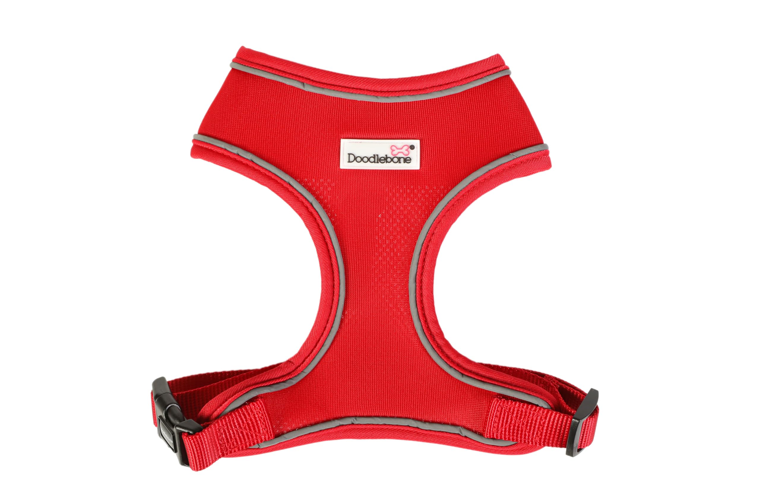 Doodlebone - Airmesh Dog Harness - Breathable Over Head Harness with Adjustable Chest Strap, Reflective Piping & Machine Washable Design - Size 6-7, 70-105cm - Ruby