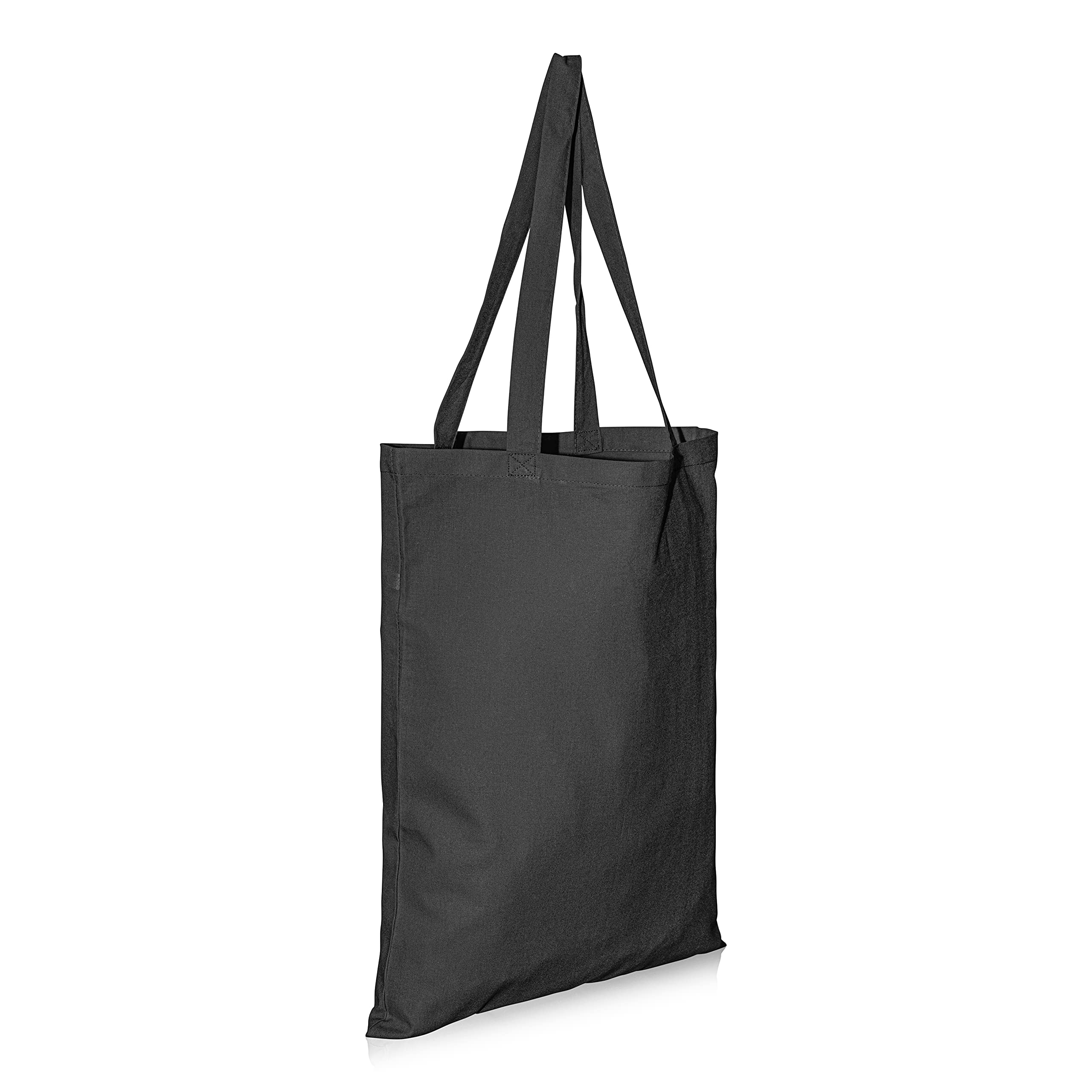 IMFAA Large 100% Cotton Canvas Reusable Shoulder/Hand Tote Shopping Bags in different designs (Black, 10)