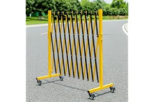 KENNISI Expandable Metal Barricade, 11 Feet, Mobile Safety Barrier Gate with Casters, Portable Retractable Fence, Indoor and Outdoor, Foldable, 1-PC…