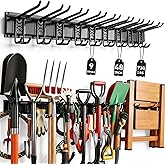 ELEAD 9-Pairs Heavy Duty Garage Tool Organizer Wall Mount Hooks, 48 Inches 730 lbs Garden Tool Organizer with Adjustable Hooks, Yard Tools Organizers for Garden, Yard, and Shed