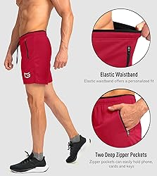 Men's Running Shorts with Zipper Pockets Quick Dry