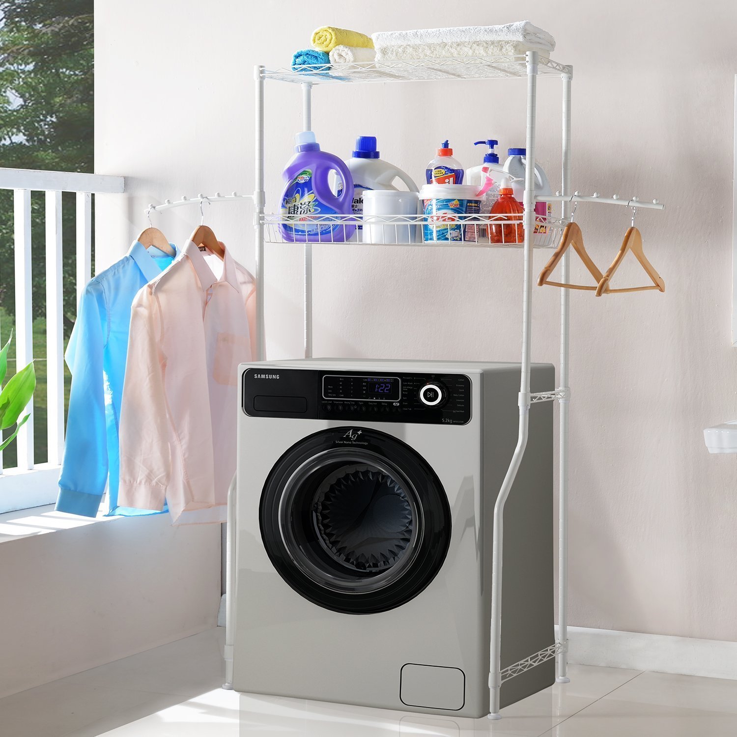 Kitchen Furniture Large Diameter Bold Washing Machine Basket Shelf