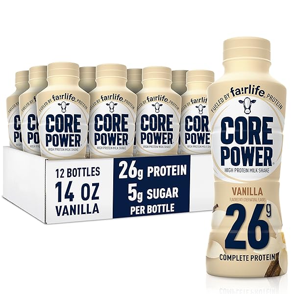 CORE POWER PROTEIN SHAKE, VANILLA, 26G BOTTLE, 14OZ, 12 PACK