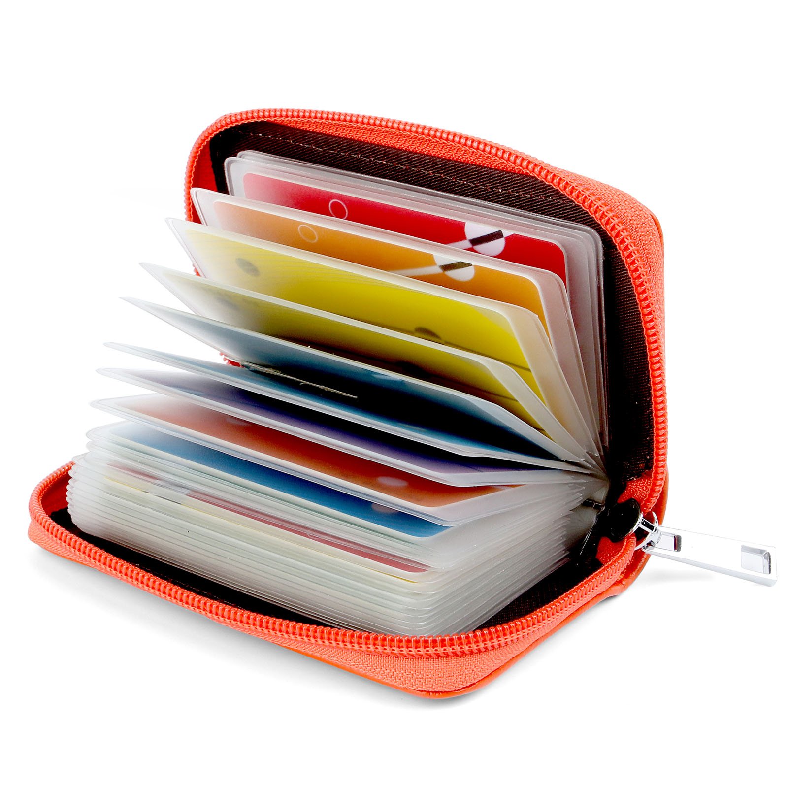 GERIINEER Credit Card Holder Wallets for Women Men Leather 26 Card Slots (Orange)