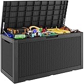 NBYSGO Outdoor Storage Box, Resin Deck Boxes Indoor and outdoor, Waterproof Storage Box Lockable Lid (Black, 101 Gallon)
