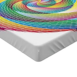 Ambesonne Rainbow Fitted Sheet, Spiral Rosette