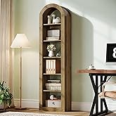 Tribesigns 74.8" Tall Arched Bookshelf, 6-Tier Narrow Open Bookcase, Floor Standing Corner Display Shelves Storage Organizer for Small Space, Home Office, Living Room (Rustic Brown, 1 PC)