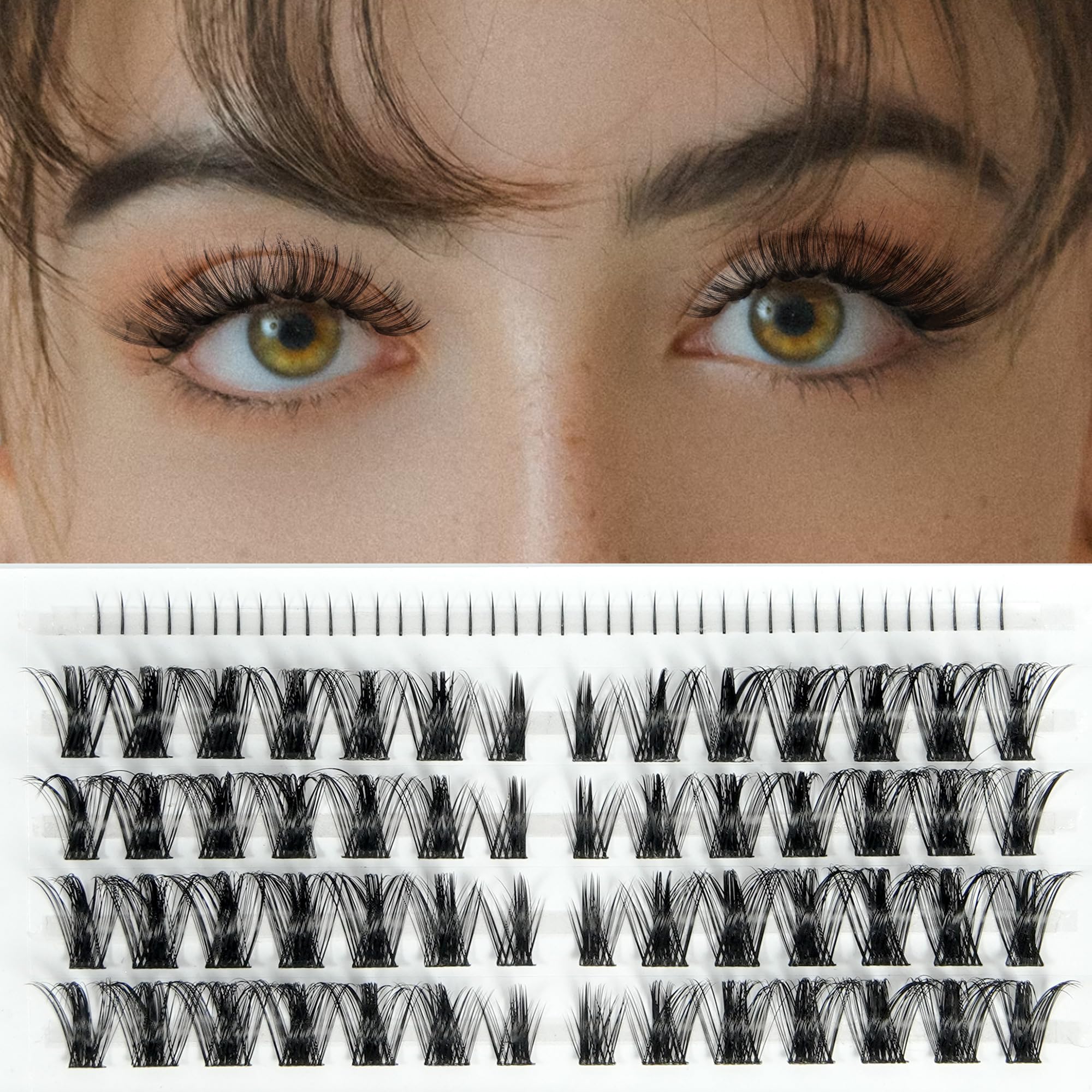 LANKIZ Manga Lashes Natural Look Lash Clusters Anime Lashes False Eyelashes Individual Lashes Extensions Korean Makeup Asian Fake Eyelashes Mink Wispy Fluffy Cluster Lashes — image 1