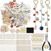 544Pcs Lip Gloss Keychain Making Kit with Charms, Including 24 Keychains Clips 30 Extender Chain 198 Charm Jewelry Plier, Lip Gloss Charms Keychains Kit for Women Keychain Making Supplies DIY Crafts