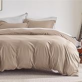 Bedsure Duvet Cover Queen Size - Soft Double Brushed Bedding Set for Kids & Adults, Zipper Closure, 3 Pieces, Includes 1 Duvet Cover (90"x90") & 2 Pillow Shams, NO Comforter, Khaki