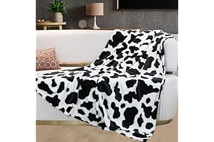 KIVEE Cow Print Blanket Soft Warm Plush Fleece Cute Cow Printed Blankets and Throws Cozy Fuzzy Lightweight Throw Blanket Gift for Adults Daughter Mom Father Wedding Travel 60x80 inch