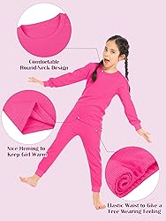 Resinta 3 Sets Girls Waffle Thermal Underwear Set