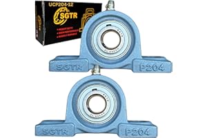SGTR 2 Pack Heavy Duty UCP204-12 Pillow Block Bearing, 3/4 inch Bore, Self-Alignment, Industrial Grade, Super Protective Seal, Chrome Steel Bearing Units, Solid Cast Iron Units