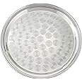 WINCO Round Stainless Steel Tray with Swirl Pattern, 12-Inch