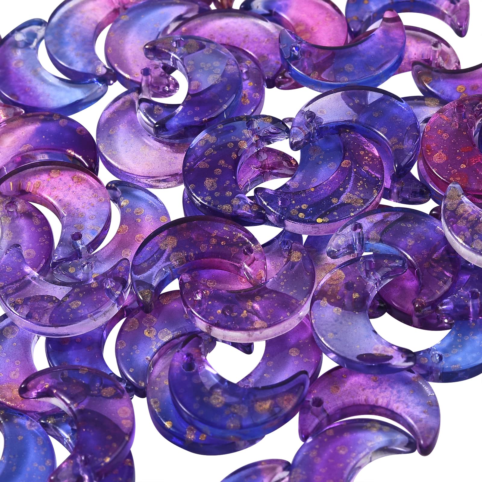 Airssory 100 Pcs Moon Crescent Shape Crystal Glass Tiny Hanging Pendants with Gold Foil Charms Bulk Lot for Jewellery Making and DIY Craft Accessories - 16x11.5mm