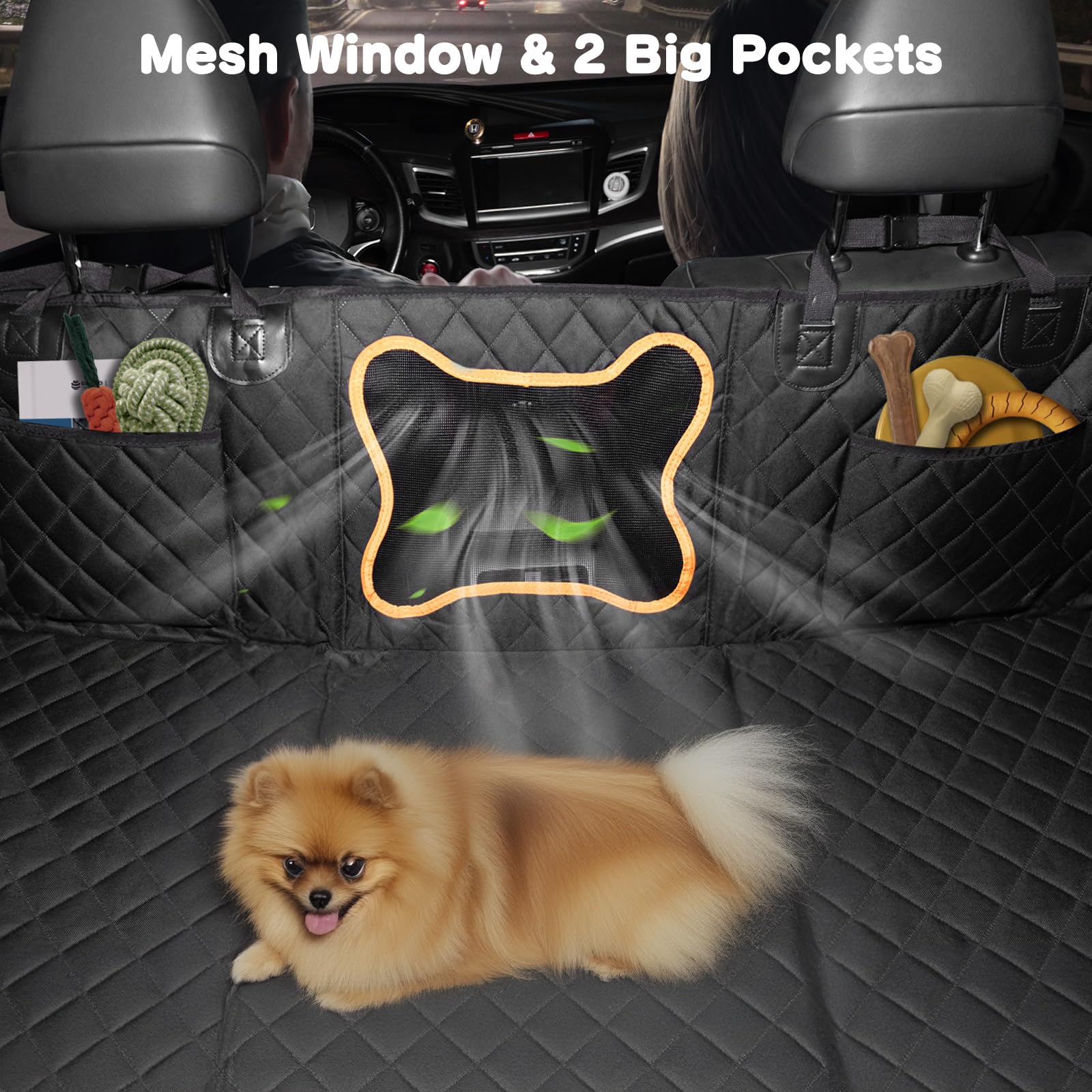 Happept Extender Dog Car Seat Cover with Hard Bottom Dog Car Seat Bed, Car Back Seat Protector Waterproof Dog Hammock for Car Dog Car Bed for Car, SUV, Truck, Travel (Black, M)