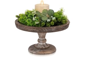 Hanobe Round Wood Display Riser: Rustic Wooden Risers Decorative Pedestal Plate Stand Small Cake Holder Tray for Wedding Birthday Decor