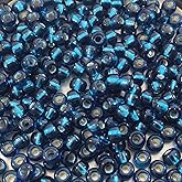 Miyuki Round Rocaille Seed Beads Size 6/0 20gm Silver Lined (SL) Blue Zircon