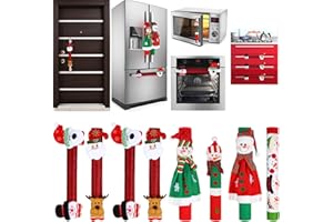 Boao Christmas Refrigerator Door Handle Cover Santa Snowman Kitchen Appliance Handle Covers Decorations for Fridge Microwave Oven Dishwasher Christmas Handle Protector (Elegant Style)