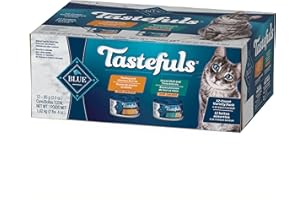 Blue Buffalo Tastefuls Natural Wet Cat Food, Turkey, Chicken & Ocean Fish & Tuna Pate Variety Pack 3oz x 12 ct.