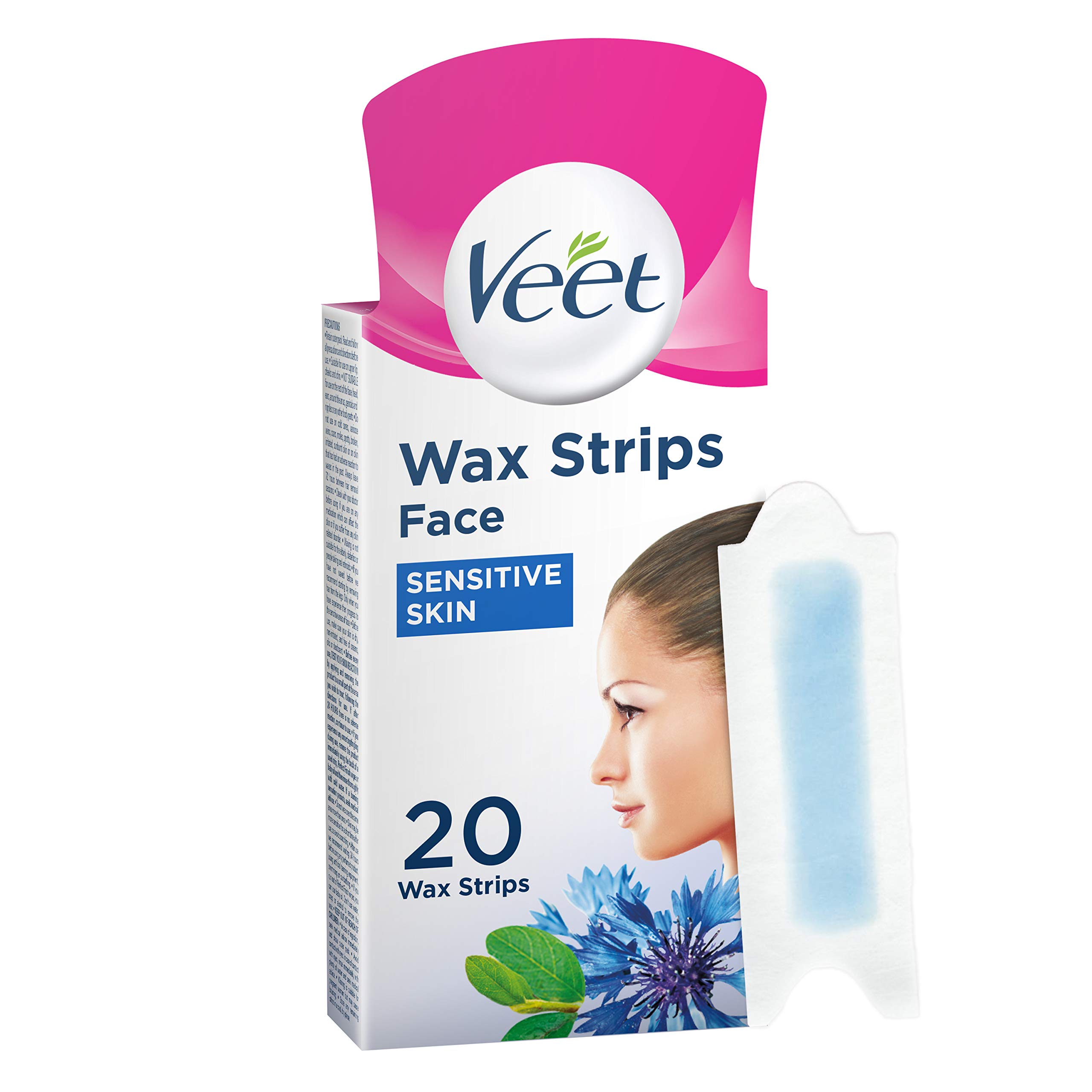 Veet Face Cold Wax Strips for Normal Skin, 10 Double Sided Strips, Pack of 20